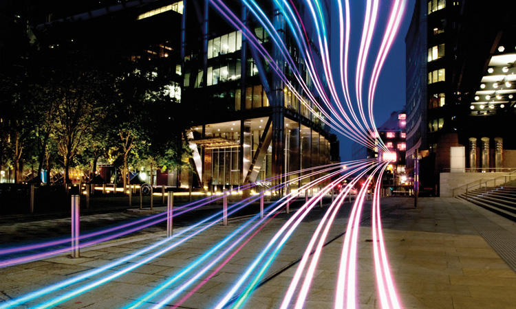 streaking city lights